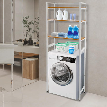 Over The Washer and Dryer Storage Shelf, 3-Tier Floor-Standing Storage Rack Metal Utility Organizer for Laundry Room Bathroom Kitchen