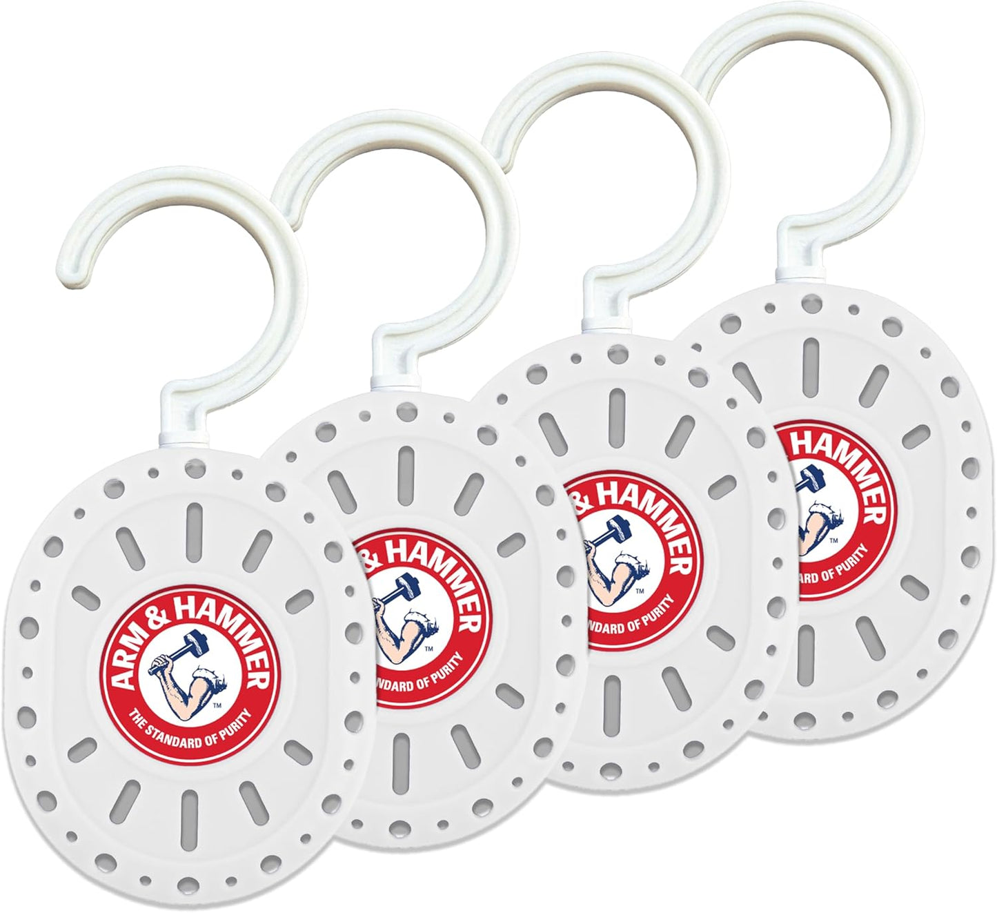Arm & Hammer OdorBusterz ClosetMATE™, White Linen, 4 Count – Hanging Odor Absorber with Baking Soda, 360° Rotating Hook for Closets, Lockers & Storage Areas