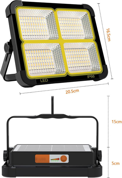 Portable LED Work Solar Light 100W 16500mAh 10000 LM with Stepless Brightness Job Site Battery Rechargeable LED Floor Light for Emergency Worklight for Hurricane
