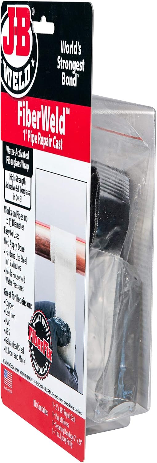 J-B Weld FiberWeld 2” Pipe Repair Cast 2x60 Inch - High Strength Adhesive Fiberglass Wrap - White (38260)