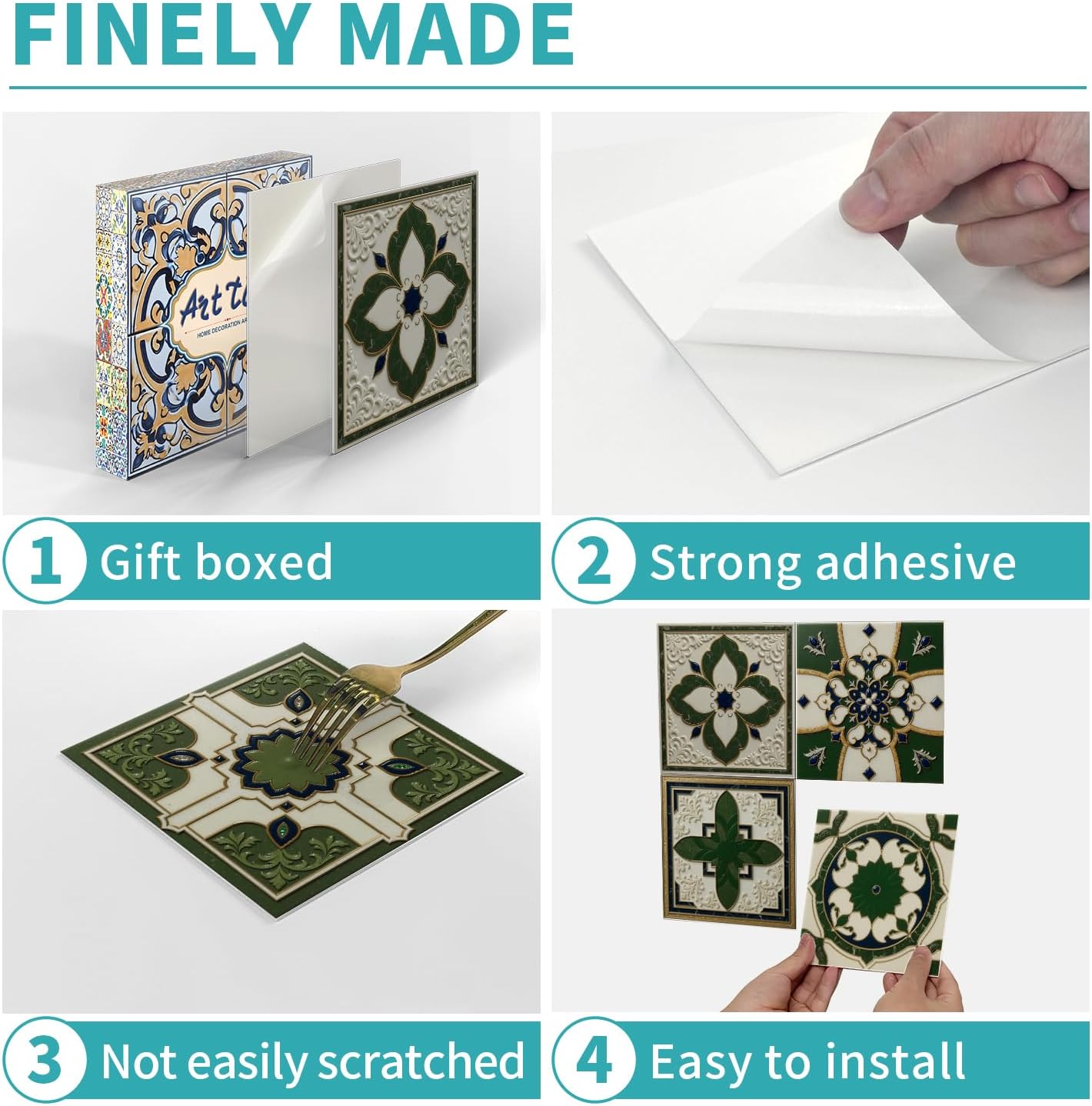 Peel and Stick Backsplash Tile Sticker for Kitchen and Bathroom Walls - 24 Removable 5.9"x5.9" Tiles, Waterproof