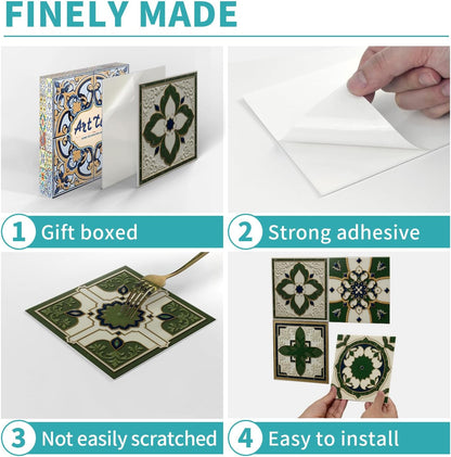 Peel and Stick Backsplash Tile Sticker for Kitchen and Bathroom Walls - 24 Removable 5.9"x5.9" Tiles, Waterproof