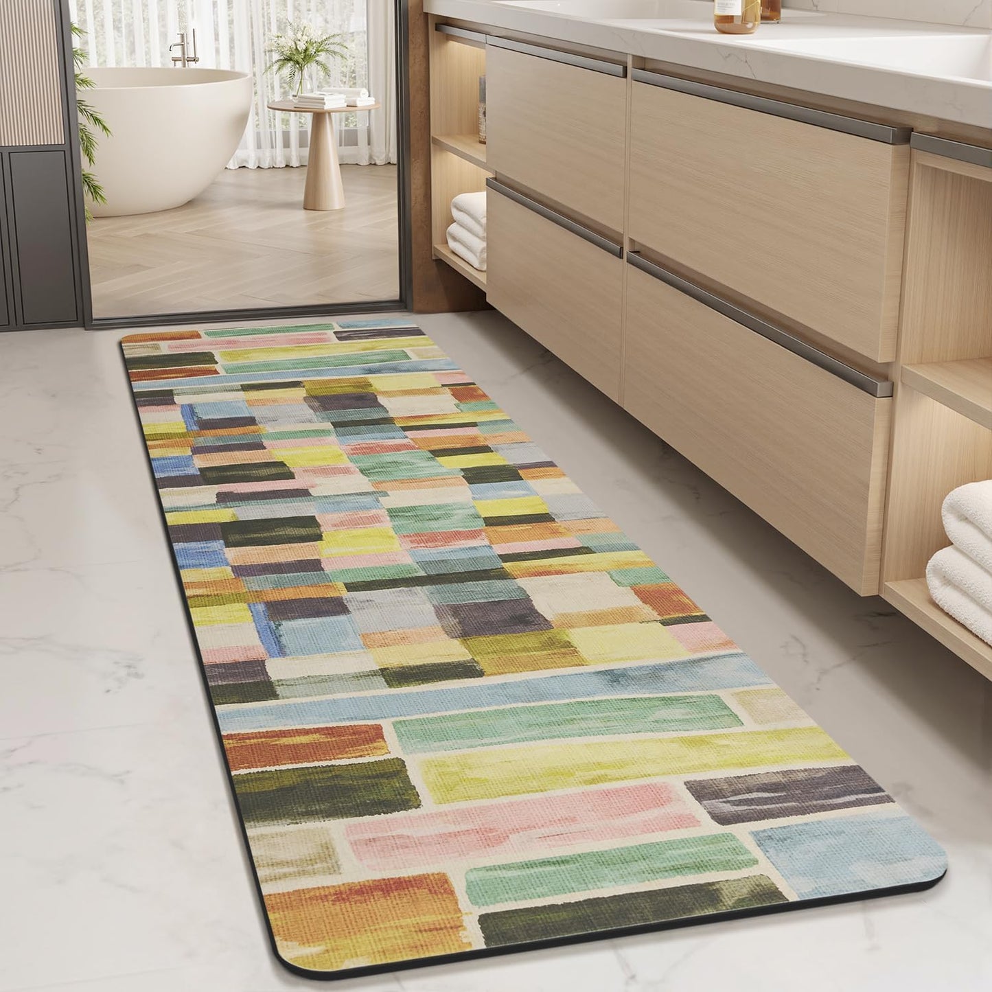 MontVoo -Bath Mat-Rubber Backing Non SlipThin Bathroom Rugs Fit Under Door- Quick Dry Absorbent Faux Suede Surface Grey Bathroom Floor Mats-Shower Rug for in Front of Bathtub Shower Gray 16x24