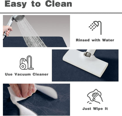 TYUU Bath Mat, Bathroom Rugs Non Slip Washable Thin Absorbent Quick Dry Bath Mat Fits Under Door Bathroom Floor Mat Perfect for Bath, Shower, or Sink 16"x24" Dark Grey