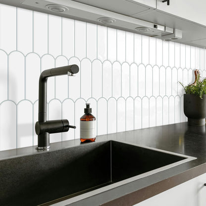 White Kitchen Backsplash Tile Peel and Stick Self Adhesive Tiles for Kitchen Wall (10-Sheet,12"x12")