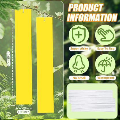 250 Pack Yellow Sticky Fly Traps for Gnats Indoor Outdoor with Twist Ties Double Sided Hanging Fly Paper Strips for Plant Insect Mosquitoes Fruit Flies Garden Farm Kitchen (2 x 10 Inch)