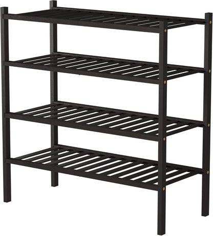 ROMGUAR CRAFT 3 Tier Bamboo Shoe Rack for Closet Free Standing Wood Shoe Shelf Storage Organizer for Entryway Small Space Stackable 27"x11"x20" (Natural)