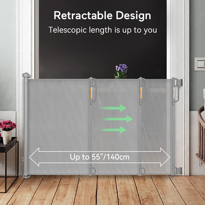Retractable Baby Gate, Momcozy Mesh Baby Gate or Mesh Dog Gate, 33" Tall,Extends up to 55" Wide, Child Safety Gate for Doorways, Stairs, Hallways, Indoor/Outdoor
