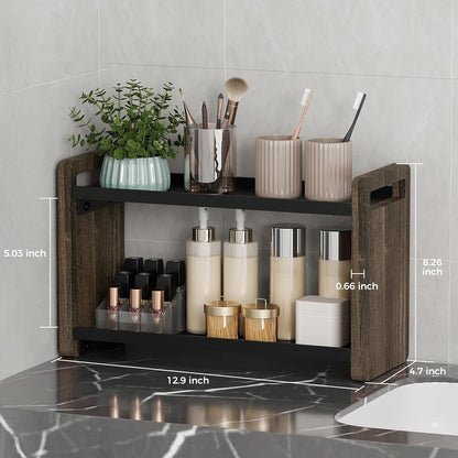 Bathroom Counter Organizer,Bathroom Counter Shelf,Bathroom Organizers,Under Sink Organizer,Cologne Organizer For Men,Colognes Stand,Cologne Cabinet,Vanity Shelf(Black 2 Tier)