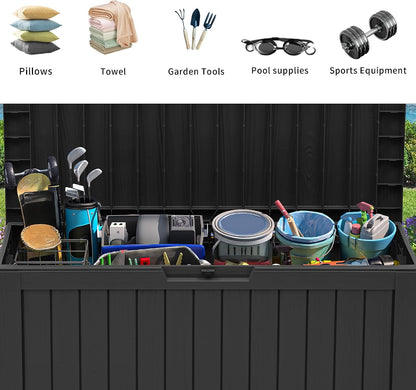 YITAHOME 31 Gallon Outdoor Storage Box | Resin Deck Box and Waterproof Package Delivery Box for Gardening Tools, Pool Supplies, Patio Furniture, Lockable, Taupe