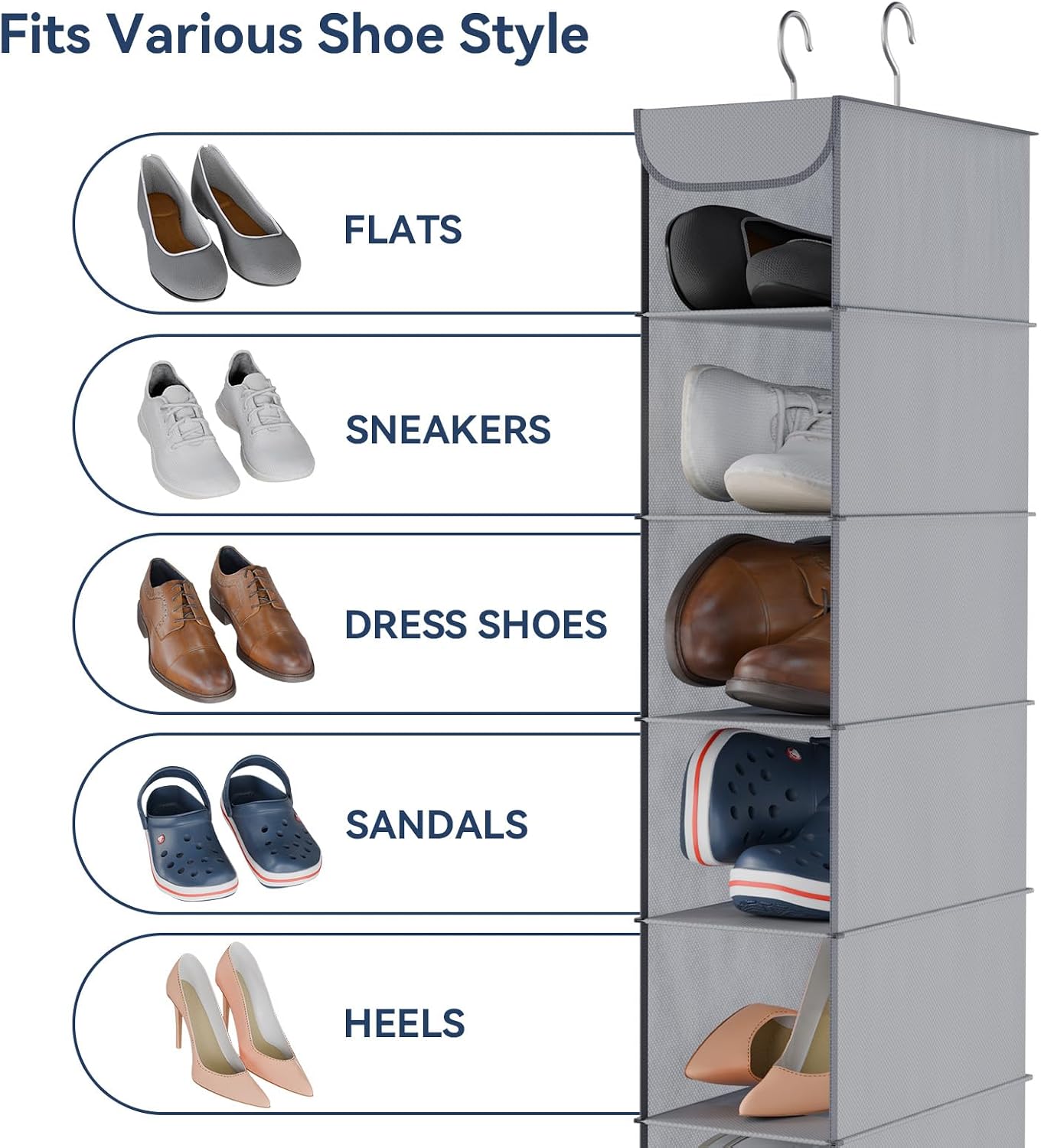 Whitmor Hanging Shoe Shelves - Crosshatch Gray
