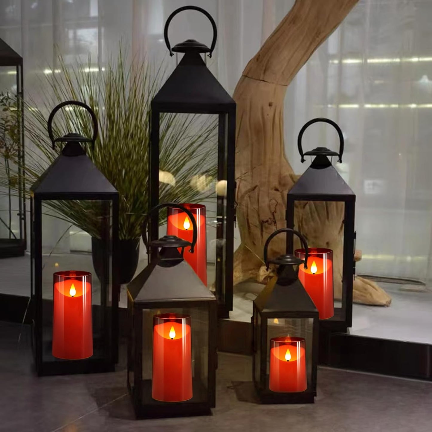 NURADA Flameless Candles with Remote Timer - Glass Real Wax 3D Wick LED Pillar Votive Candle Set Battery Operated Flickering Light for Home Christmas Decoration - White 3 Pack
