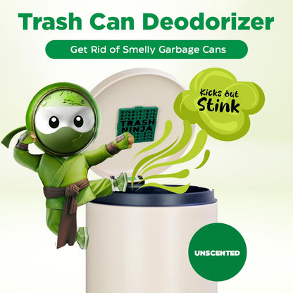Trash Ninja Trash Odor Eliminator – Long-Lasting Citrus Scent Deodorizer with Activated Charcoal, Stick-On Freshener for Garbage Can, Fridge, Bathroom, Kitchen, and Diaper Pail Odors