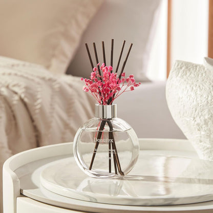 Flower Reed Diffuser Set 5.07oz Satin Rose Scent Diffuser with Sticks Home Fragrance Reed Diffuser for Bathroom Shelf Decor