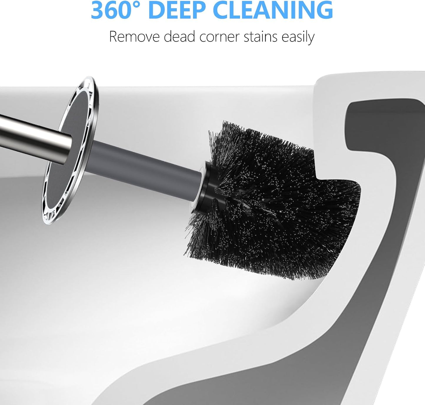 SetSail Toilet Brush, Compact Size Toilet Bowl Brush and Holder Toilet Brushes for Bathroom with Stainless Steel Handle Toilet Cleaner Brush with Durable Scrubbing Bristles, Splash-Proof