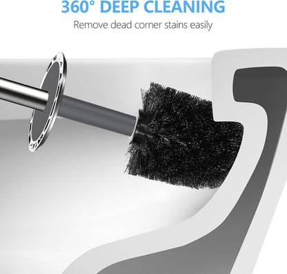 SetSail Toilet Brush, Compact Size Toilet Bowl Brush and Holder Toilet Brushes for Bathroom with Stainless Steel Handle Toilet Cleaner Brush with Durable Scrubbing Bristles, Splash-Proof