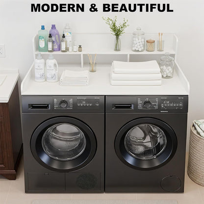 Washer Dryer Countertop with Shelf, 2-Tier Laundry Countertop Over Washer and Dryer, 54" x 27.55" Wooden Table for Folding Clothes for Laundry Room Organization and Storage (Black)
