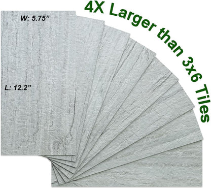AULIGET 6" x 12" Black Slate Peel and Stick Backsplash Wall Tiles, PVC Faux Stone Stick on Tiles for Backsplash Kitchen, Bathroom, Laundry Room, Camper, Fireplace (Pack of 20)