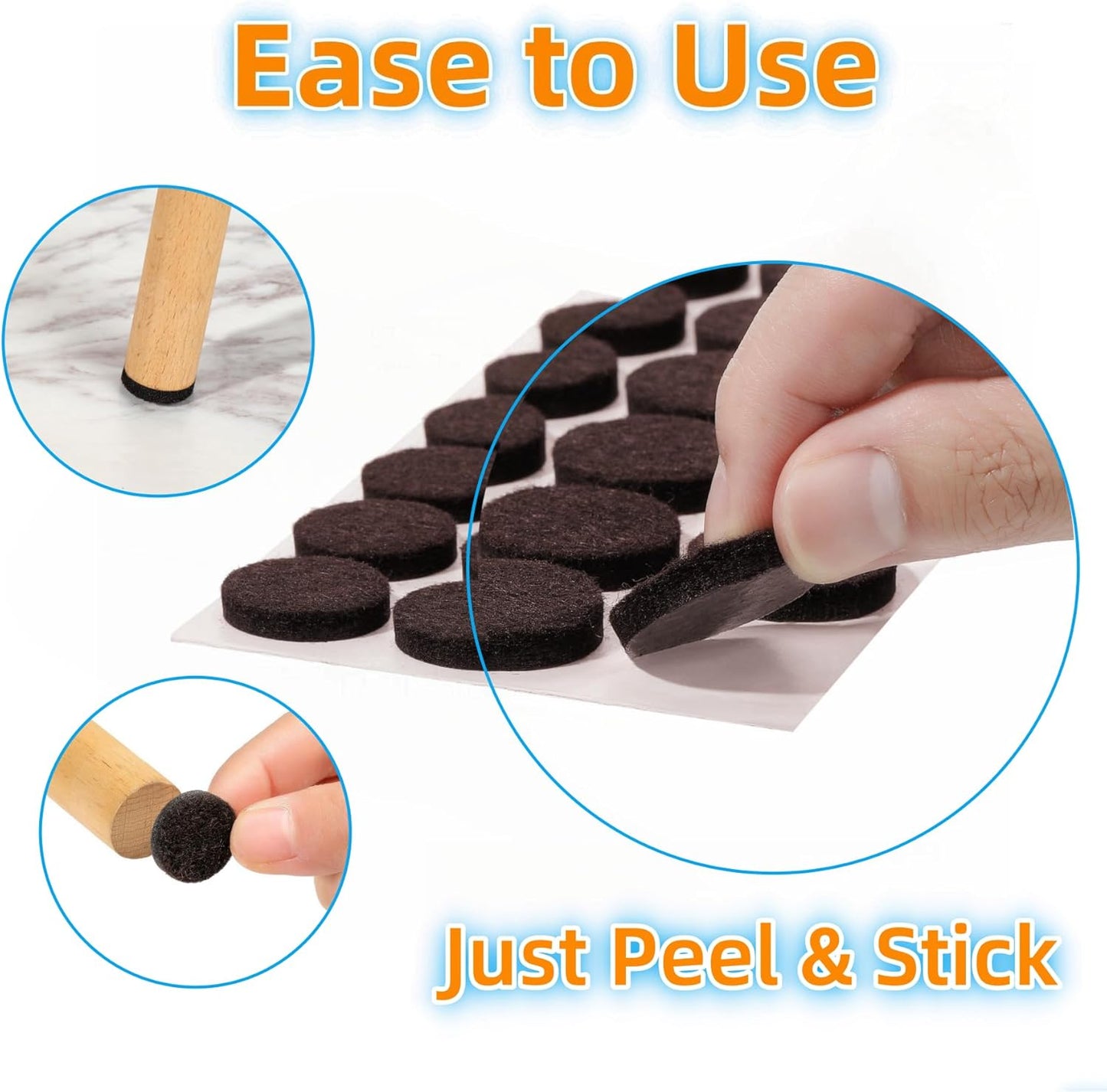 Furnigear Felt Furniture Pads for Hardwood Floors - Self Adhesive Chair Felt Pads, Floor Protector for Furniture Feet, Furniture Sliders Moving Your Furniture Smoothly - Anti Scratch 96 Pcs 3/4" Round