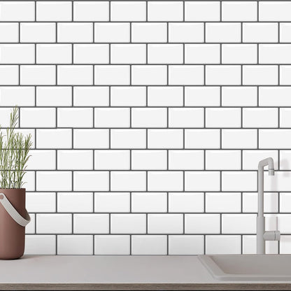 10 Sheets Peel and Stick Backsplash Tiles, Marble Look Wall Tiles for Kitchen and Bathroom, Livingroom, 12"x12", White, Waterproof Vinyl