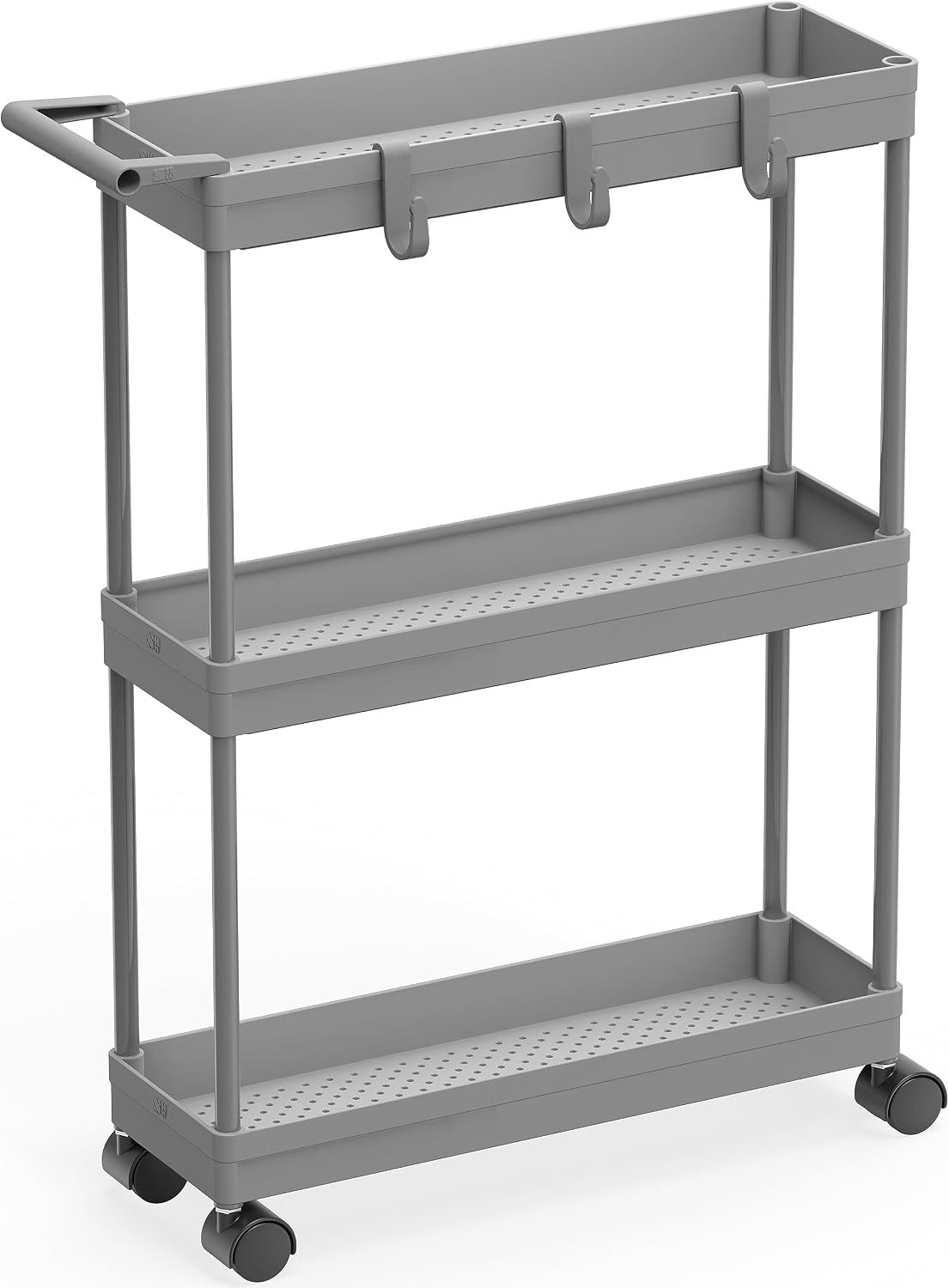 Simple Houseware 3-Tier Slim Rolling Cart w/Handle 5.5" Wx27.5 H, Turquoise | Storage Cart for Narrow Space (5.5-Inch Wide) Kitchen, Bathroom, Laundry Room