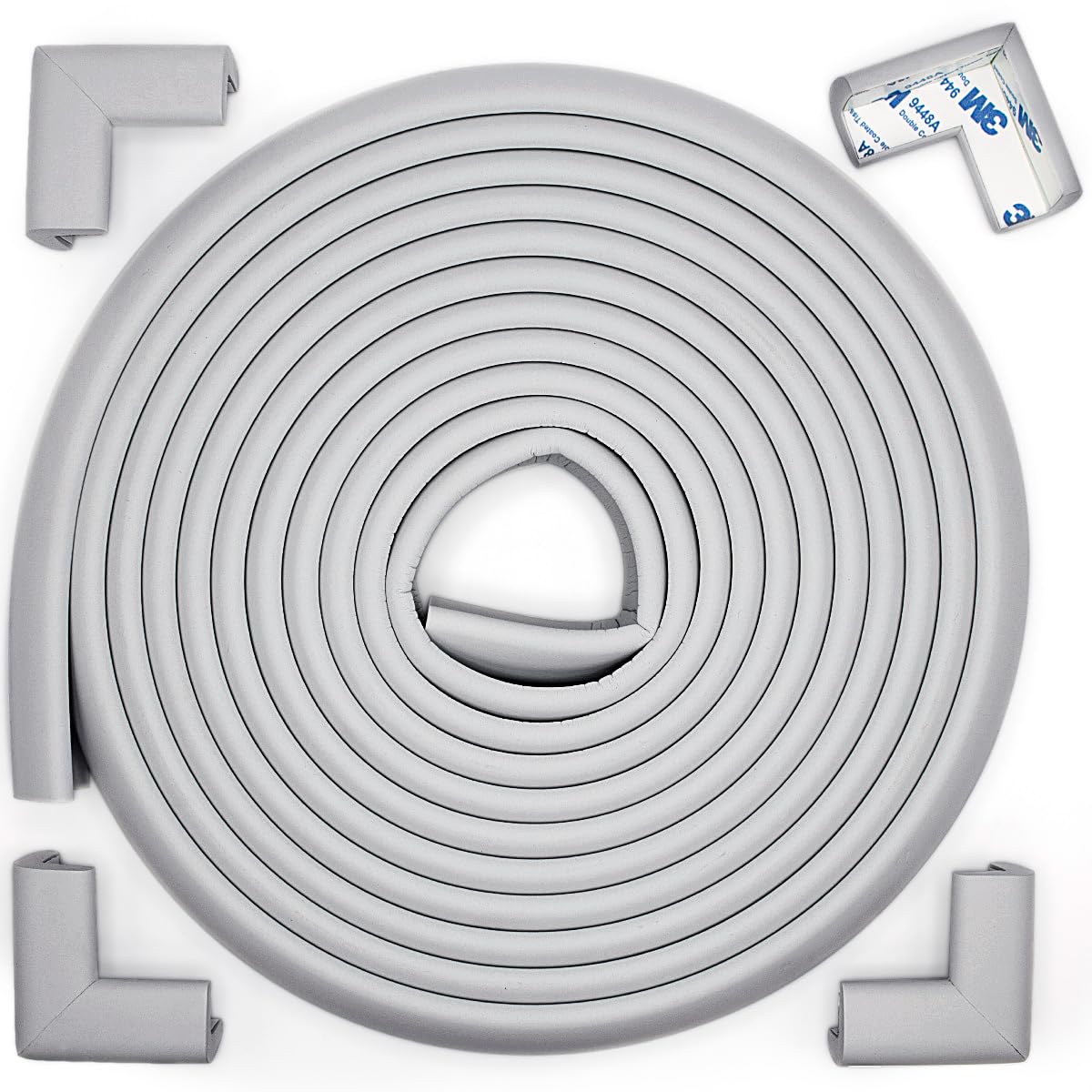 Roving Cove Slimfit Corner Edge Protector for Baby Proofing (Small 15ft Edge 4 Corners), Furniture Safety Bumper Guard, Soft NBR Rubber Foam, 3M Adhesive, Oyster White (Off White)