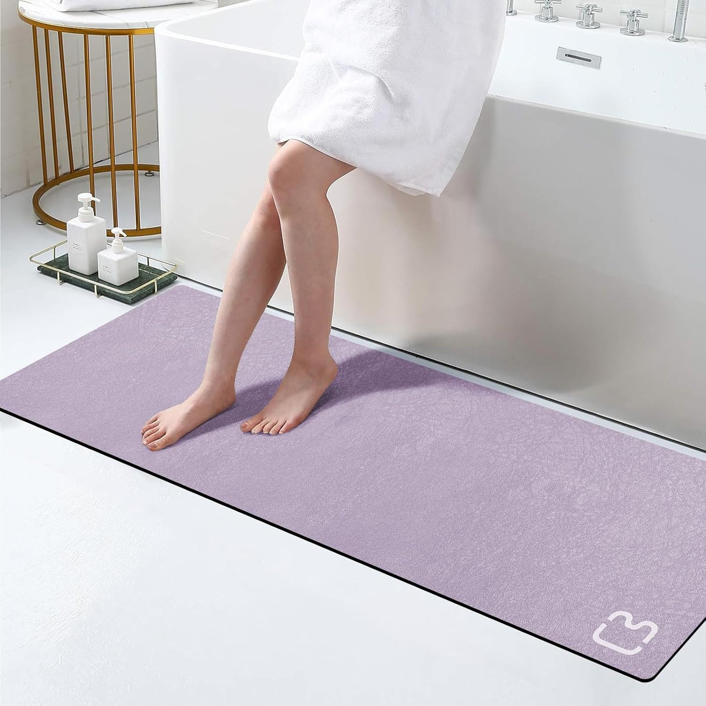 Diatomaceous Earth Bath Mat Rugs Super Absorbent Diatomite Stone Bath Mat Non Slip Quick Dry Thin Bathroom Mat Fit Under Door, Floor Rugs in Front of Bathtub, Shower Room, Sink,15.7"x23.6", Grey