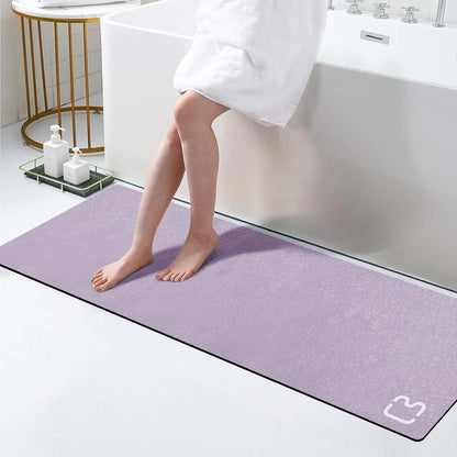 Diatomaceous Earth Bath Mat Rugs Super Absorbent Diatomite Stone Bath Mat Non Slip Quick Dry Thin Bathroom Mat Fit Under Door, Floor Rugs in Front of Bathtub, Shower Room, Sink,15.7"x23.6", Grey
