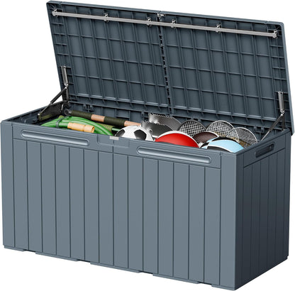 32 Gallon Deck Box Outdoor Indoor Waterproof Storage Box for Patio Furniture, Pool Accessories, Garden Tools, and Cushion Storage, Black