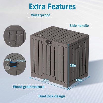 Outdoor Storage Box, 60 Gallon Waterproof Deck Box, Lockable Storage Container, Built-in Reinforcing Metal Rod Outside Resin Bin for Patio, Garden, Poolside and Garage
