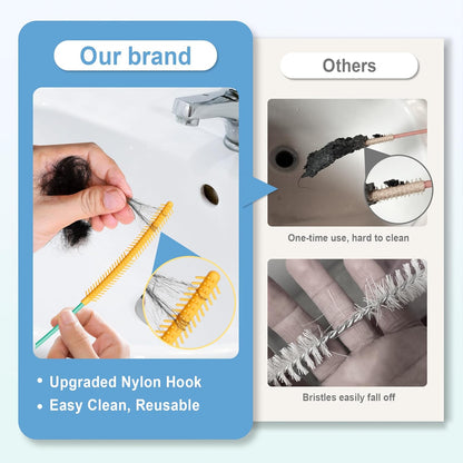 Sink Snake Drain Hair Removal Tool, Reusable 50 Inch Extended Drain Snake Tool Clog Remover, Anti-break Metal Shower Plumbing Snake Drain Cleaner for Bathtub, Bathroom Sink Pipe Cleaning (3 Pack)