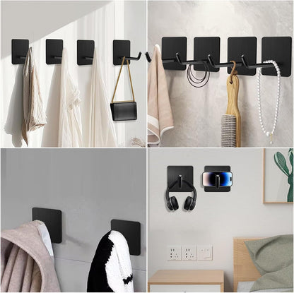 Hawsam 6 Pack Self Adhesive Wall Hooks for Hanging Heavy Duty 44LB(Max) Adhesive Towel Hooks 304 Stainless Steel Sticky Hooks for Robe Coat, Waterproof Shower Hooks for Bathroom Kitchen