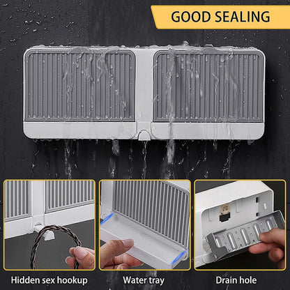Soap Holder with Hooks, 2-in-1 Wall Mounted Soap Dish, No Drilling Soap Bar Holder with Self Draining to Keep Soap Bars Dry, Suit for Shower, Bathroom and Kitchen(Gray)