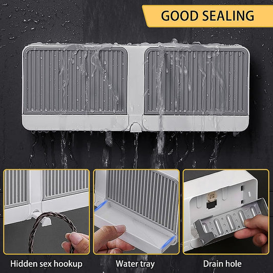 Soap Holder with Hooks, 2-in-1 Wall Mounted Soap Dish, No Drilling Soap Bar Holder with Self Draining to Keep Soap Bars Dry, Suit for Shower, Bathroom and Kitchen(Gray)