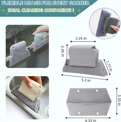 Window Cleaner Kit for Screen & Groove - Mesh Screen Cleaning Brush + 3 Magic Window Track Cleaning Brushes & 6 Replaceable Cleaning Cloths – 14.8″ Detachable Long Handle, Wet & Dry Dual Use