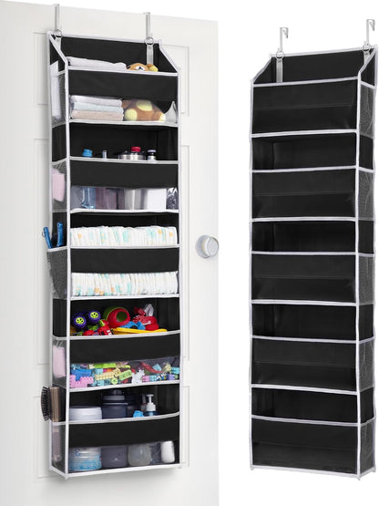 ULG Over the Door Organizer, 5-Tier Extra Large Hanging Storage with 10 Mesh Pockets, 100 lbs Capacity, Heavy Duty Door Organizer for Closet, Bedroom, Nursery Storage, Beige