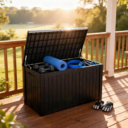 50Gal Outdoor Storage Box Anti-Theft Delivery Box Lockable Deck Box | Heavy-duty UV & weatherproof resin for secure parcel drop, patio cushion storage, garden tools & porch package organization