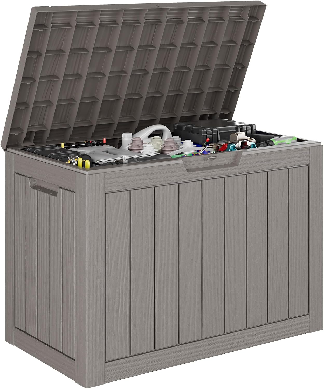 KAMABOKO 31 Gallon Outdoor Storage Box, Resin Deck Boxes Indoor and outdoor, Waterproof Storage Box Lockable Lid for Garden Tools, Package Delivery, Pool Supplies, Patio Cushions, Black