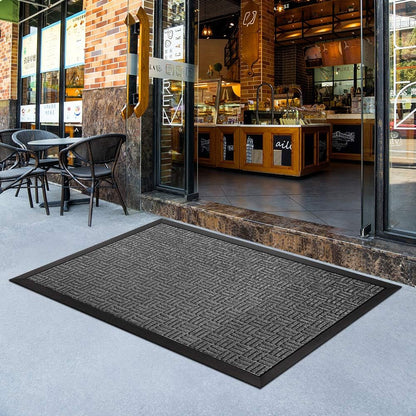 Mibao Front Door Mat, Heavy Duty Durable Welcome Mat for Outdoor Indoor, Dirt Trapper Waterproof Super Absorbent Door Mat for Entryway Outside Patio Porch, 29.5" x 17", Grey