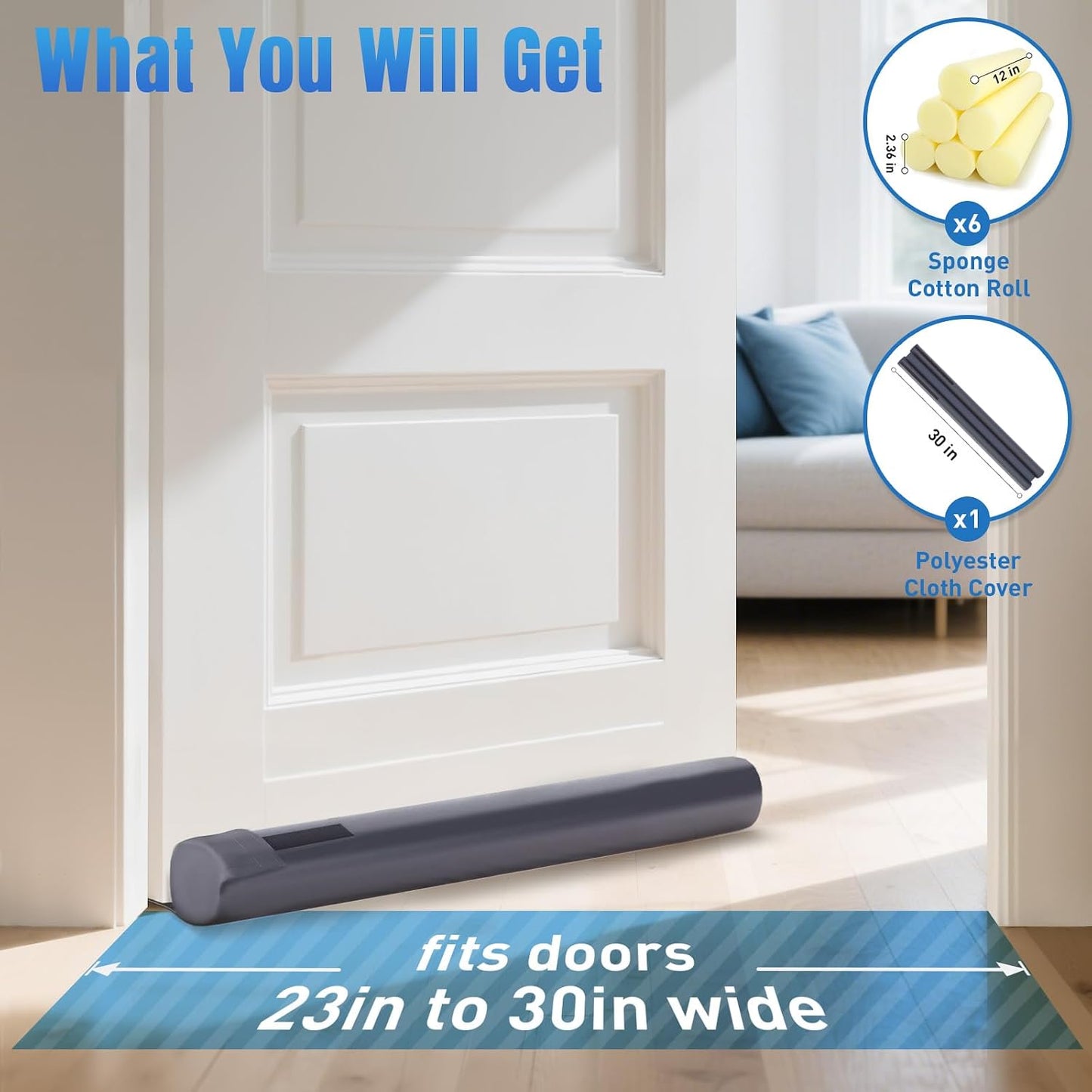 BlissTrends Door Draft Stopper Covers Gaps up to 2.36", Draft Stopper for Bottom of Door Soundproof, Windproof, Dustproof, Block Light, Insect Resistant, Under Door Draft Stopper 36 Inch (Black)