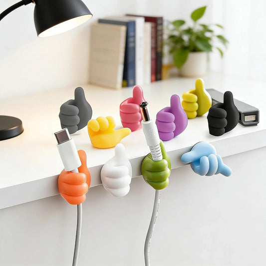 10Pcs Thumb Cord Holders for Nightstand, Fun Cable Management Clips & Wire Holders for Cords, Self-Adhesive Desk Organizer Wall Hooks for Phone Charger Cable, Mixed Colors