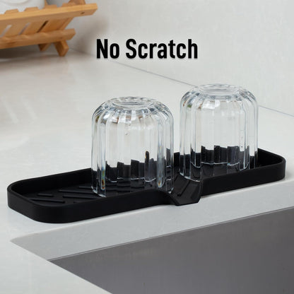 Zulay Kitchen (9x3.5in) Sponge Holder for Kitchen Sink - Flexible Heavy-Duty Multipurpose Sink Caddy - Counter Organizer for Kitchen, Bathroom, Makeup, Trinkets & More! (Grey)