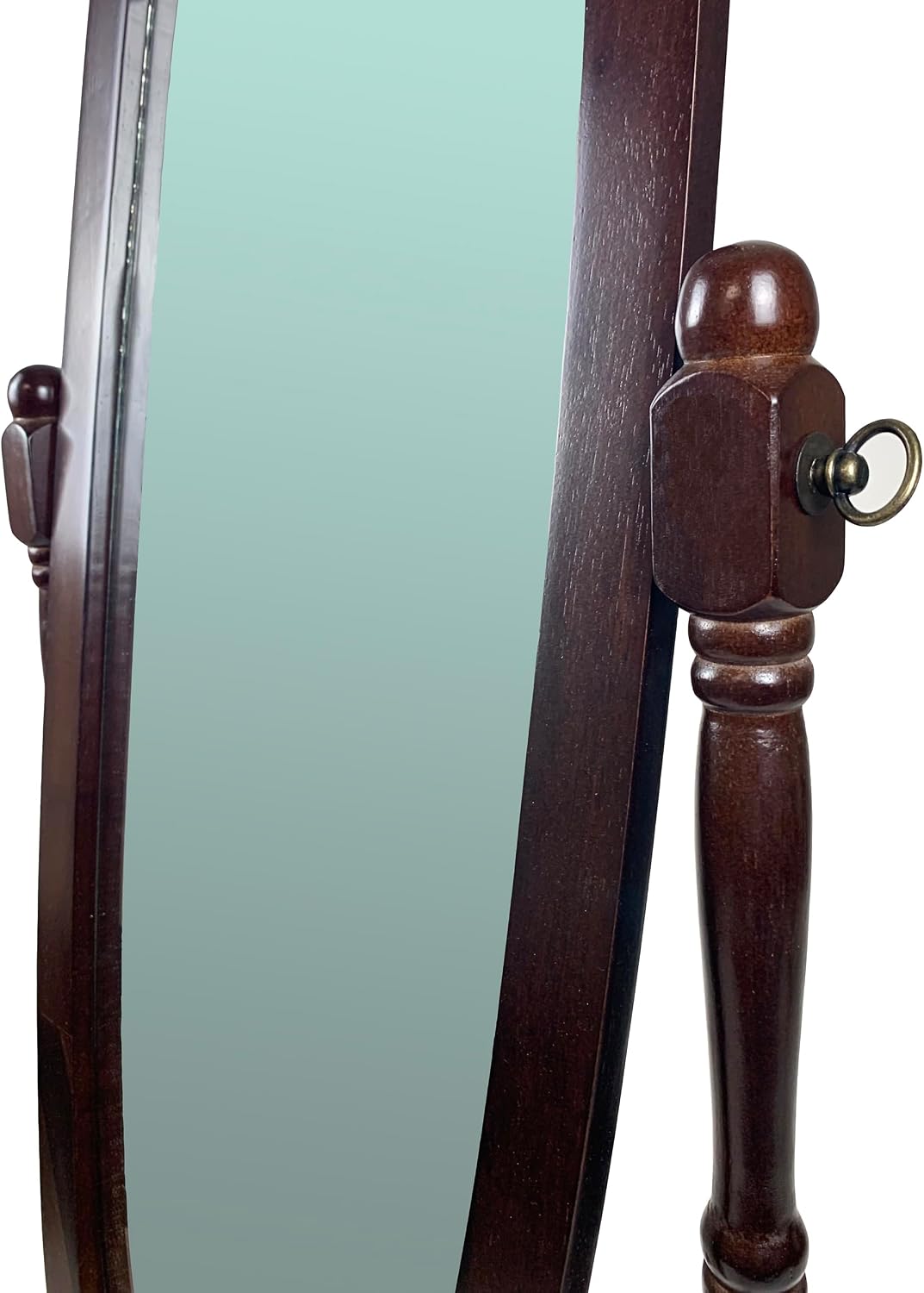 GTU Furniture Swivel Adjustable Full-Length Oval Wood Cheval Stand Floor Mirror(Pink)