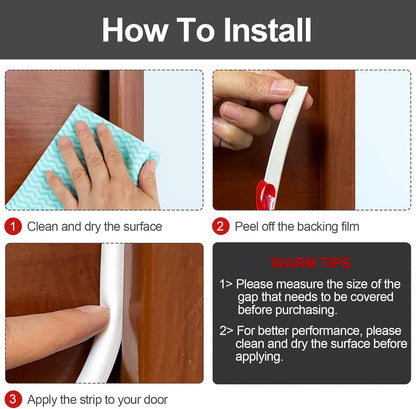 [New Upgrade] 19.7Ft Silicone Door Weather Stripping Door Seal Strip for Doors & Windows, Multi-Layer Soundproof Chamber Design, Self-Adhesive, Seal Large Gaps, Easy to Cut & Install