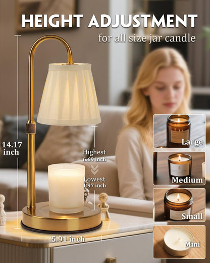Candle Warmer Lamp Wood with Timer, Dimmable Electric Candle Lamp Warmer for Jar Candles, 2*35 Watt Bulb, Mothers Day Birthday Gifts for Women Men, Decorative Wooden Candle Lamp for Bedroom Home Decor