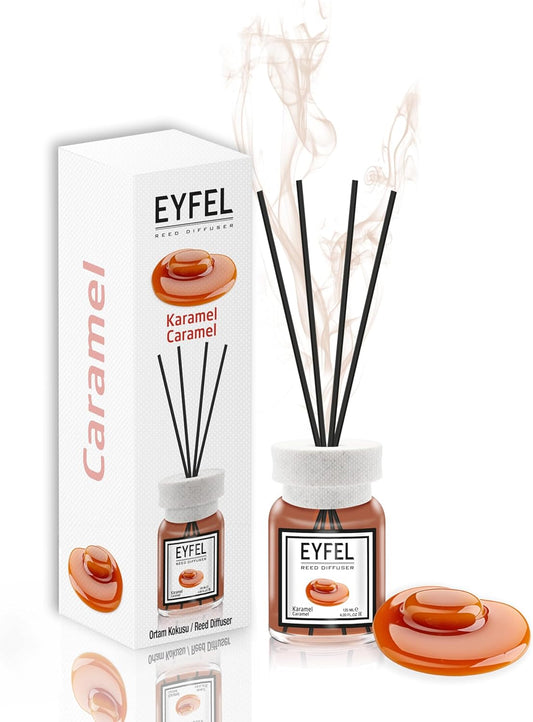 EYFEL Reed Diffuser Set - Caramel Scent 4.05 fl oz Oil with Sticks for Home and Bathroom - Fragrance and Decor