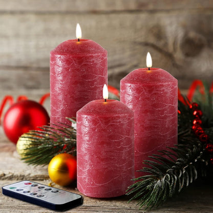 Eywamage White Flameless Pillar Candles with Remote, Flickering LED Candles Battery Powered Real Wax Set of 3