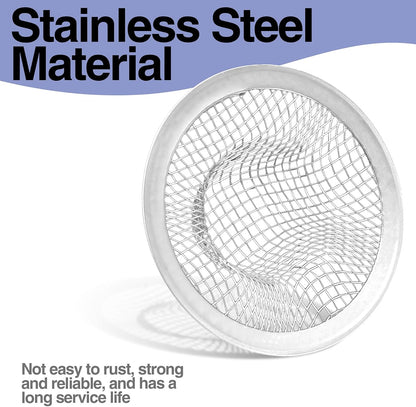 Piutouyar 2 Pack Stainless Steel Kitchen Sink Strainer, 3.5 Inch Diameter Mesh Basket Large Round Filter Kitchen Drain Strainer Food Catcher for Bathroom Bathtub Wash Basin Garbage