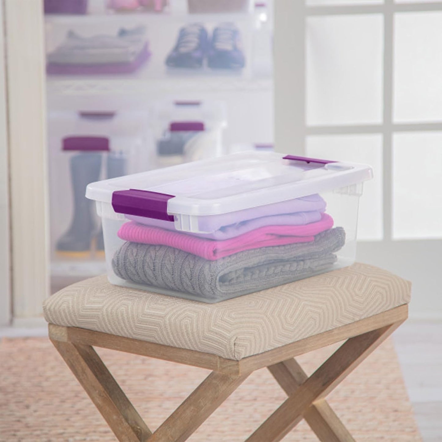 Sterilite 8-Pack 60 Quart ClearView Latch Box, Wheeled Underbed Organizer Bins with Latching Lids - Clear Plastic Organization Containers for Closet, Bedroom, Shelving Units and Everyday Home Storage