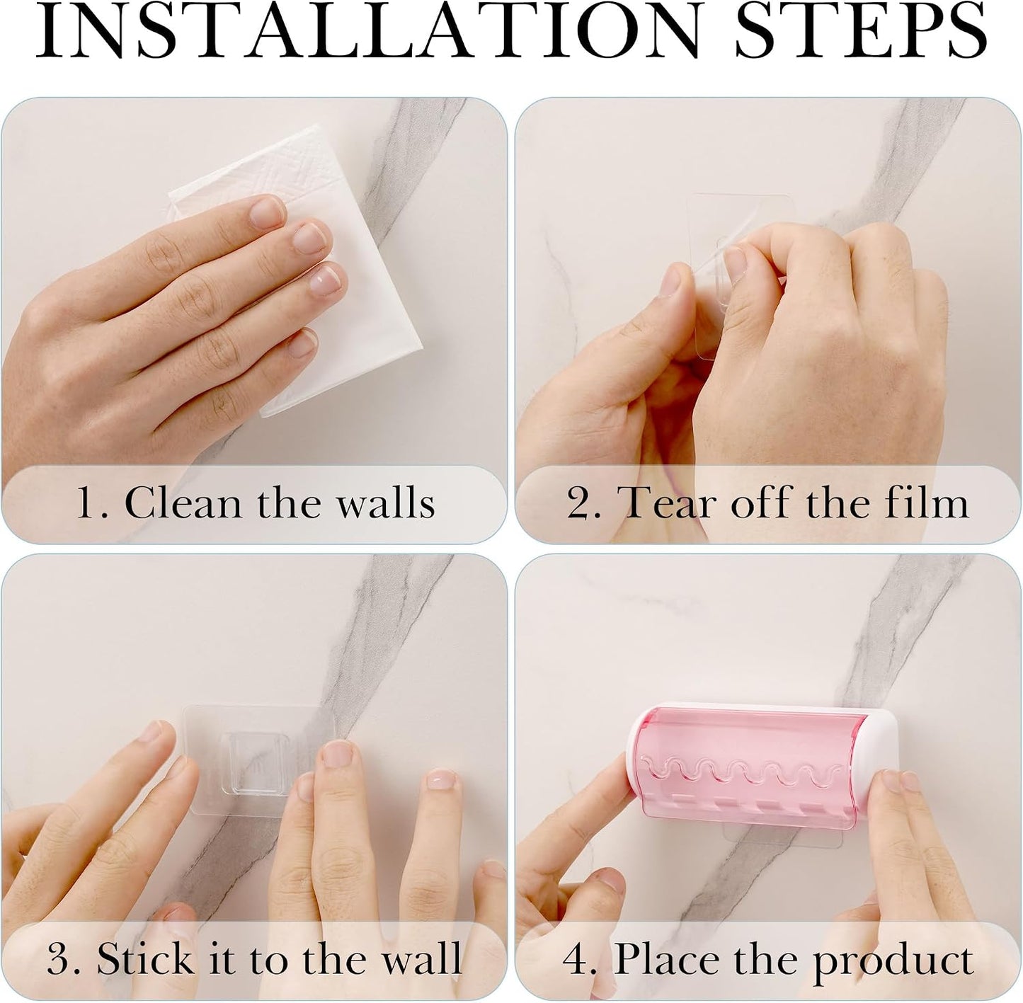 1 PCS Self Adhesive Toothbrush Holder with Cover for Bathroom, 5-Slot Wall Mounted Toothbrush Organizer Rack for Shower, Dorm, Cabinet